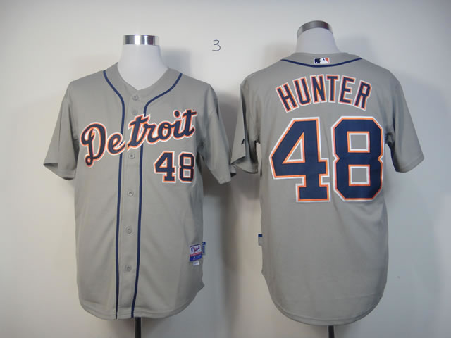 Men Detroit Tigers 48 Hunter Grey MLB Jerseys